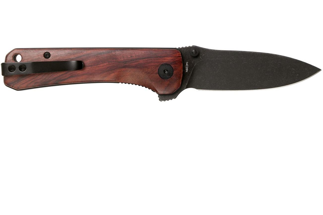 QSP Knife Hawk QS131-O2 Mkuruti Wood, Blackwashed, zakmes