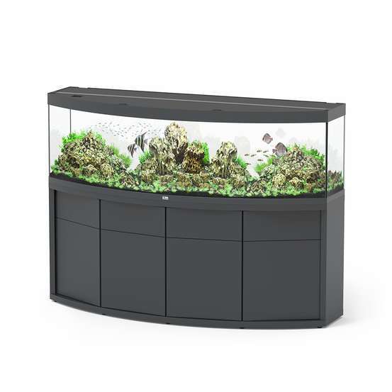 Aquarium et Meuble 4 portes Sublime Horizon Gris L.200,5x P.66,6cm