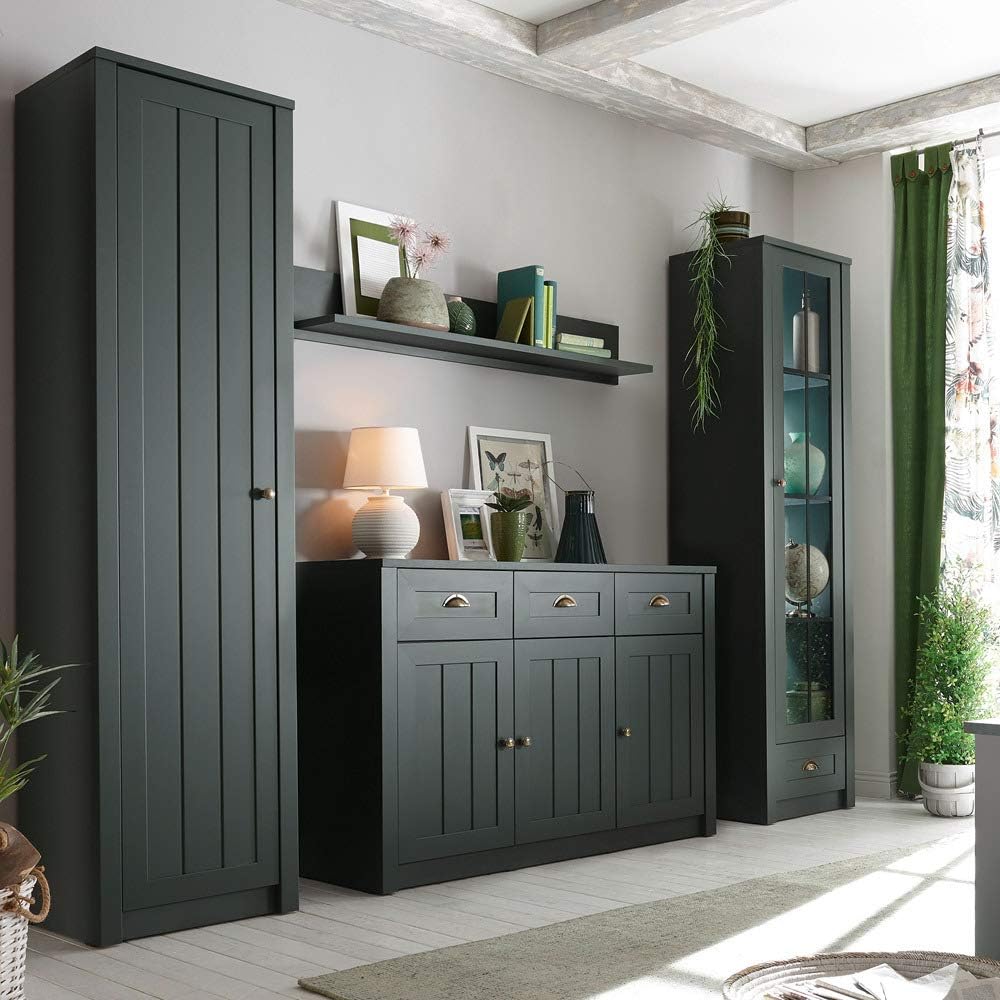 Lomadox Landhaus Anrichte Sideboard in englisch grün, 3 Türen und 3 Schubkästen, B/H/T ca.: 130/86/43 cm
