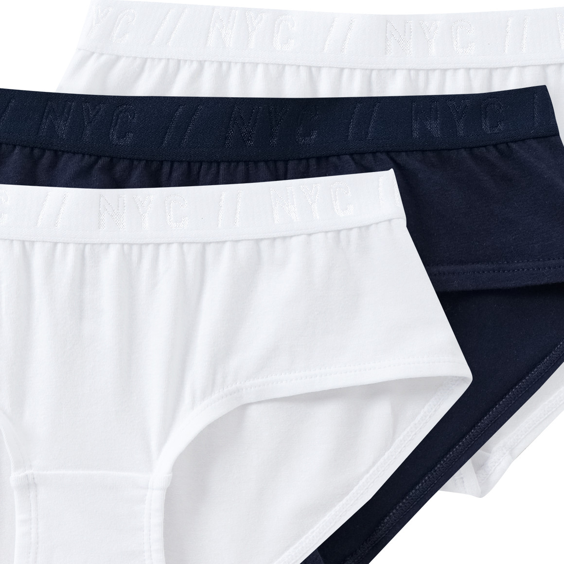 Yigga 3 Mädchen Pantys mit Bio-Baumwolle weiss / dunkelblau