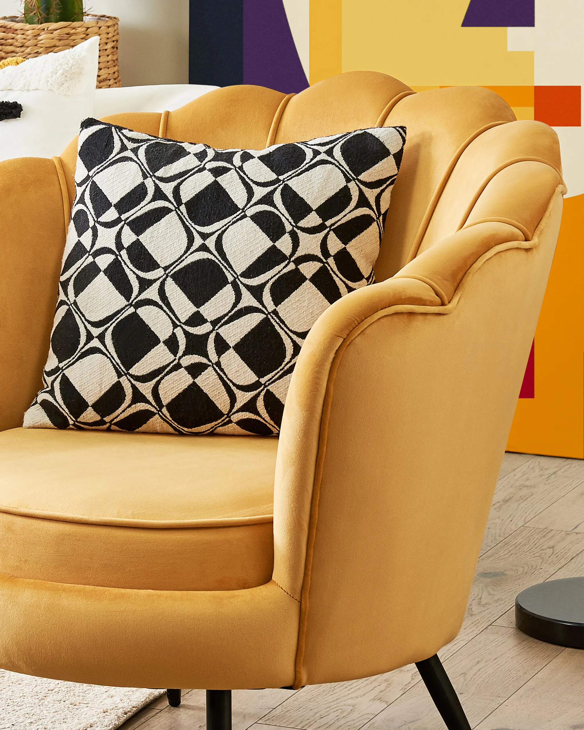 Fauteuil LOVIKKA Fluweel Mosterdgeel