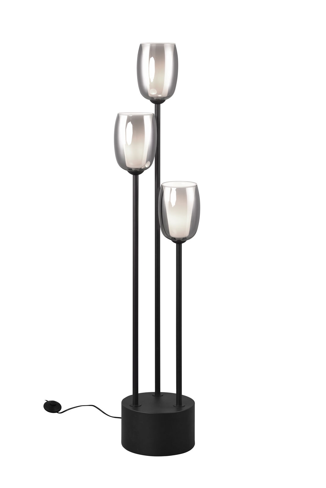 TRIO Retrofit Stehlampe TRS BARRET 140 cm schwarz /rauchfarbig