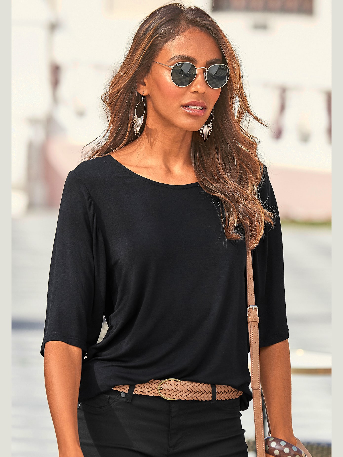 T-shirt manches larges tendance avec petites fronces devant et au dos