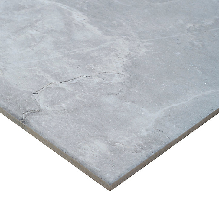 Carrelage sol gris 30,8 x 61,5 cm Shaded Slate