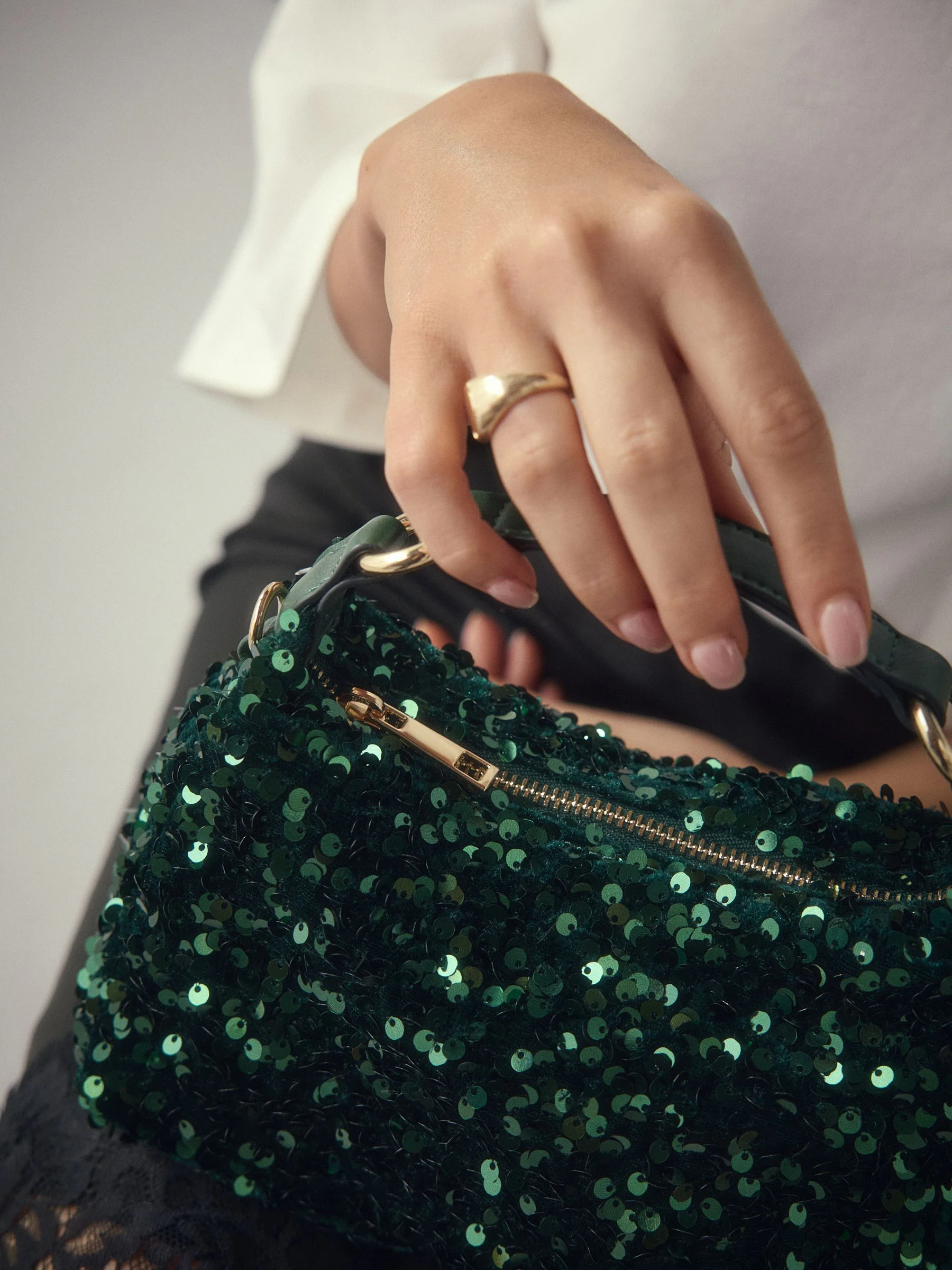 Groen met lovertjes - Kleine handtas