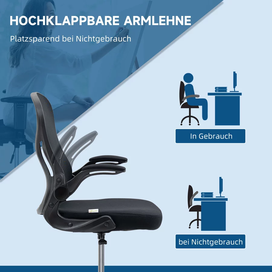 Vinsetto Bürostuhl ideal für Sitz und Stehplätze mit Armlehnen schwarz