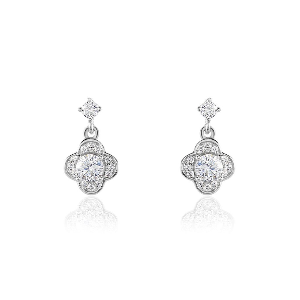 Boucles D'oreilles Pendantes Edyta Argent Blanc Oxyde De Zirconium