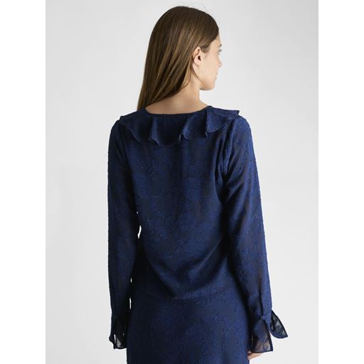 Neo Noir Anika Burnout Bluse, Navy, 34