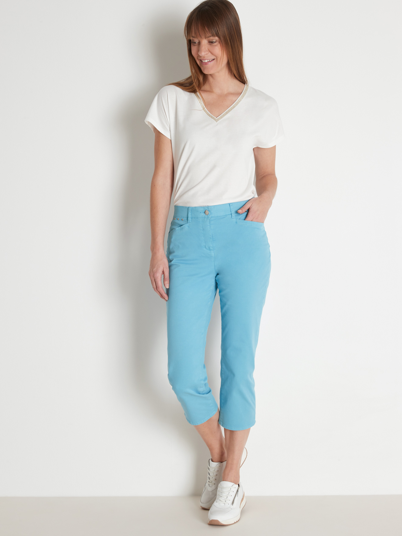 Pantalon corsaire en toile extensible