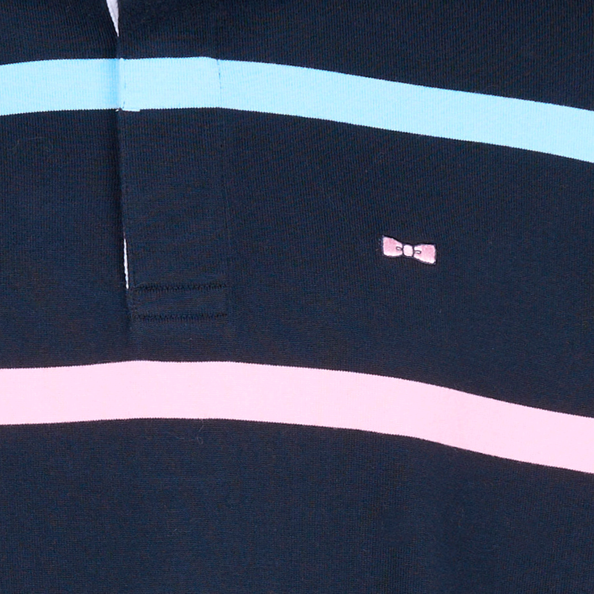 Polo manches longues rayé en coton | Bleu
