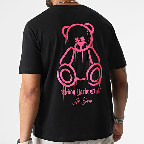 Tee Shirt Oversize Large Art Series Marker Noir Rose Fluo
