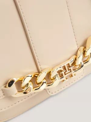 Bolsa transversal com aba e corrente