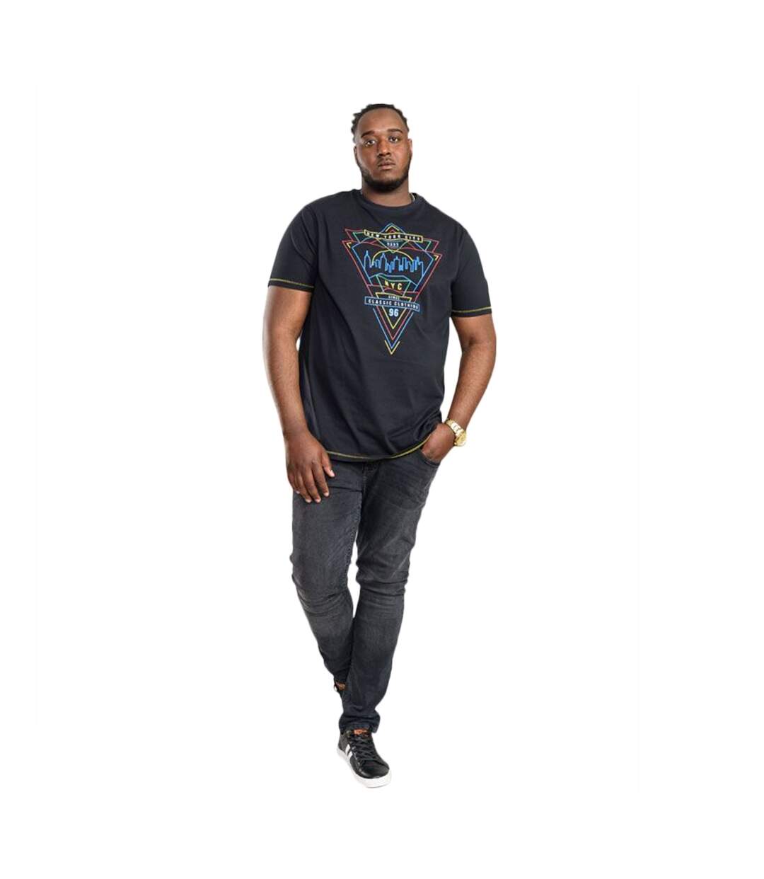 Duke - T-shirt TAUNTON D555 - Homme (Bleu marine / Bleu ciel / Jaune) - UTDC375