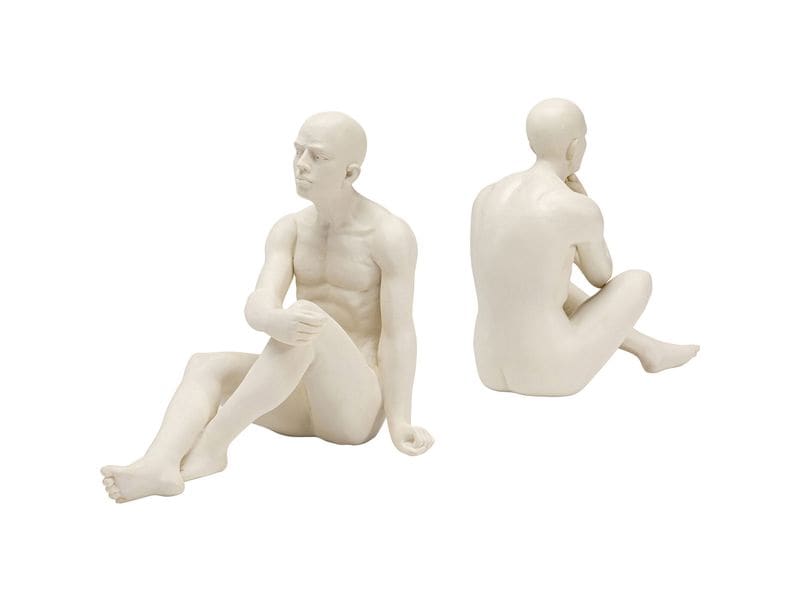 Kare Buchstütze Meditating Man 2er Set, Beige Buchstützen für das Bücherregal