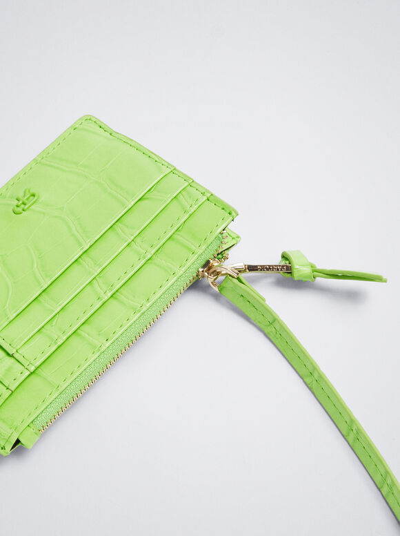 Porta-cartões com gravação de animal - Verde