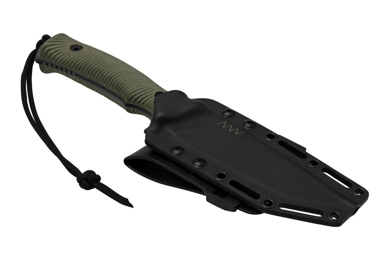 ANV Knives M311 SPELTER DLC Topo Elmax, Olive Micarta Handle, Black Kydex Sheath, survivalmes
