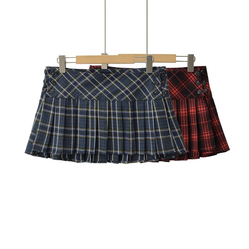 Webeisque - Geruite mini-plooirok met lage taille