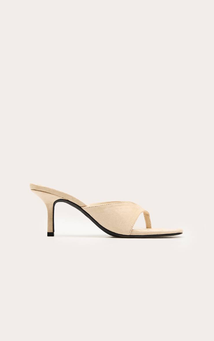 Gris Pierre Mules À Talons En Synthétique Avec Bride Entre-orteils