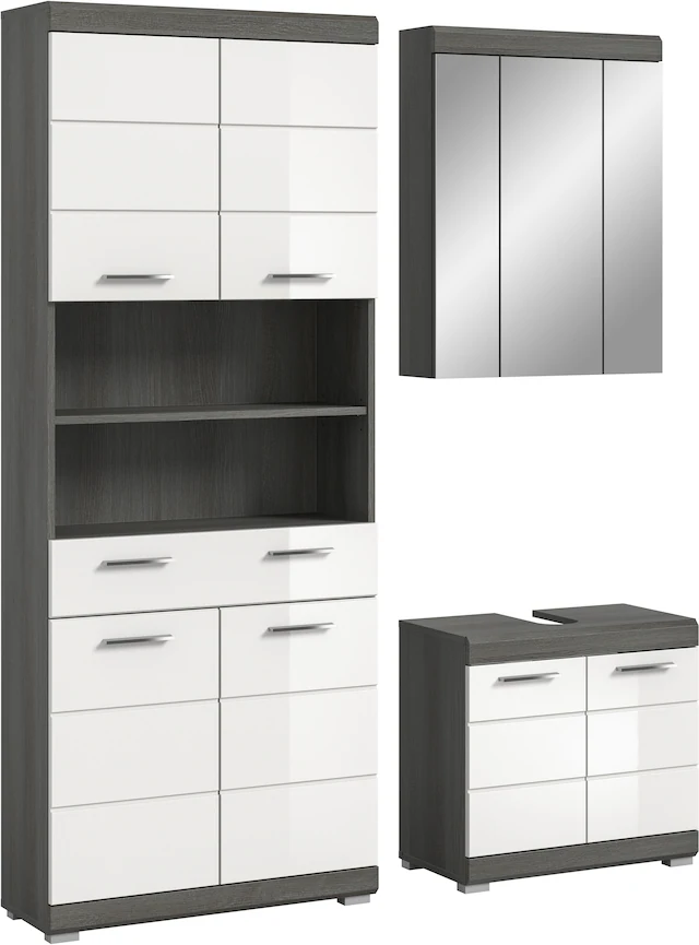 INOSIGN Badmöbel-Set »SIENA, TOPSELLER!, Breite 149cm, 3-teiliges Set« Set, bestehend aus: Hochschrank, Waschbeckenunterschrank & Spiegelschrank, 3 Stk. tlg.