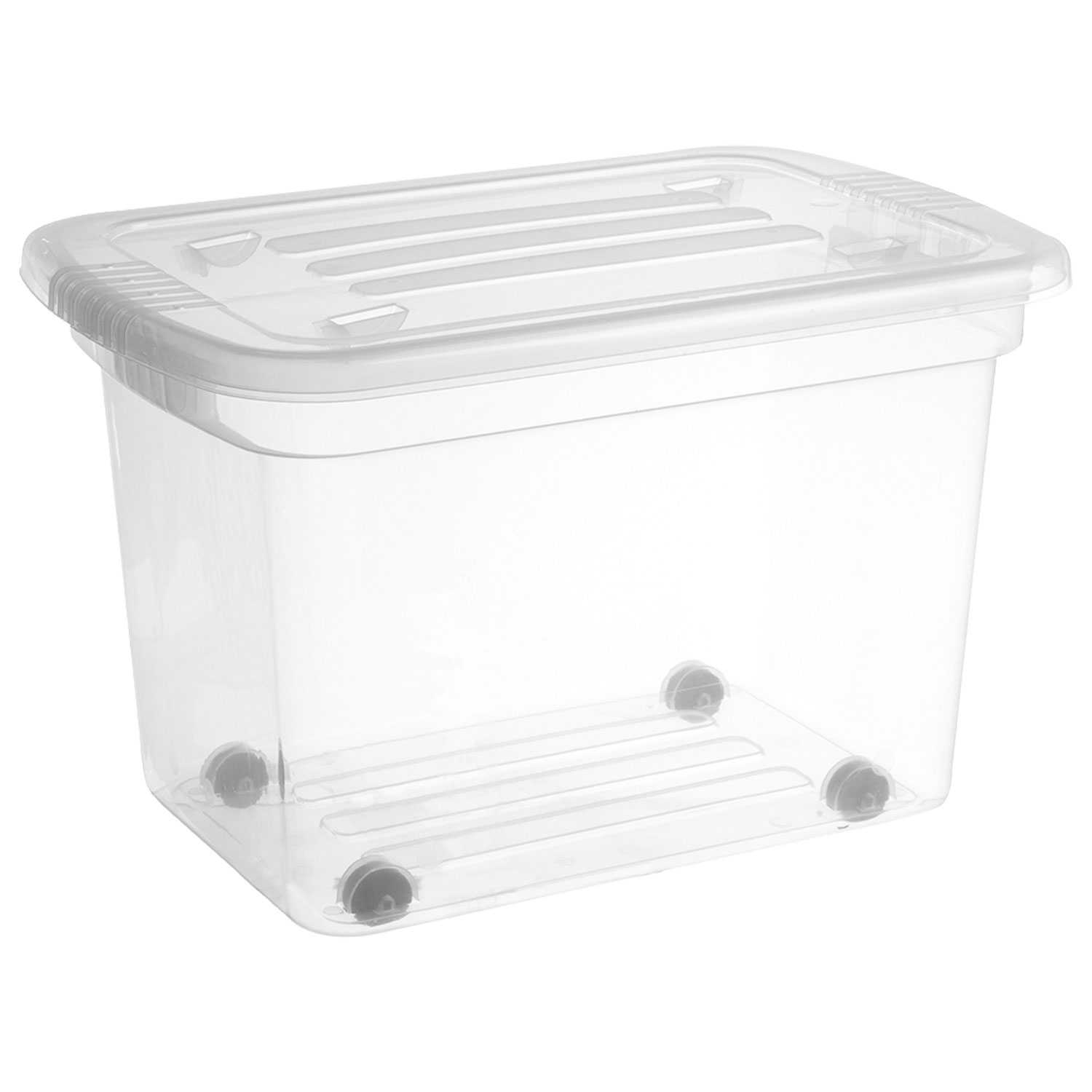 Aufbewahrungsbox 52l,m. Rollen, klar