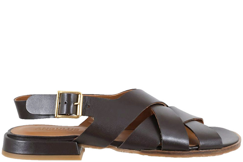 ANGULUS SANDAL I MØRKEBRUNT GLAT SKIND