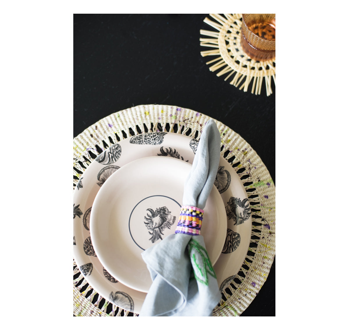 Dessous de verre effiloché (lot de 4)