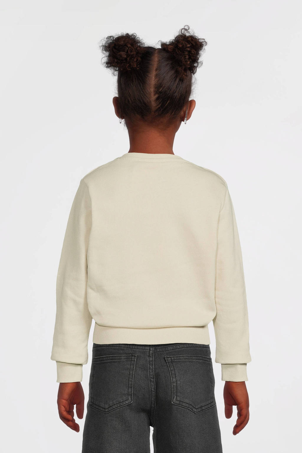NAME IT sweater NKFNISTRINE met printopdruk en pailletten lichtzand