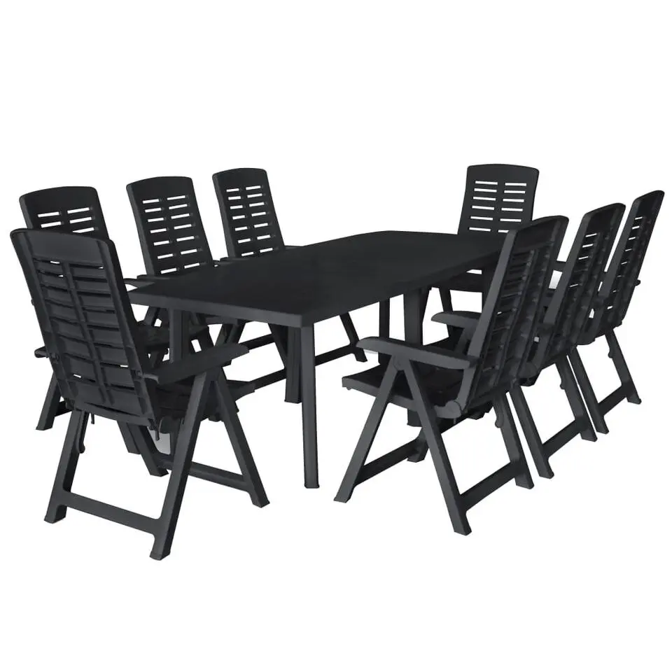 vidaXL - Tuinset - Antraciet - Kunststof - 9 stuks