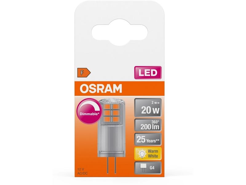 OSRAM Lampe Superstar Pin 20, 2W, G4 Warmweiss 12 V-Niedervolt-LED-Lampe mit Retrofit-Stecksockel
