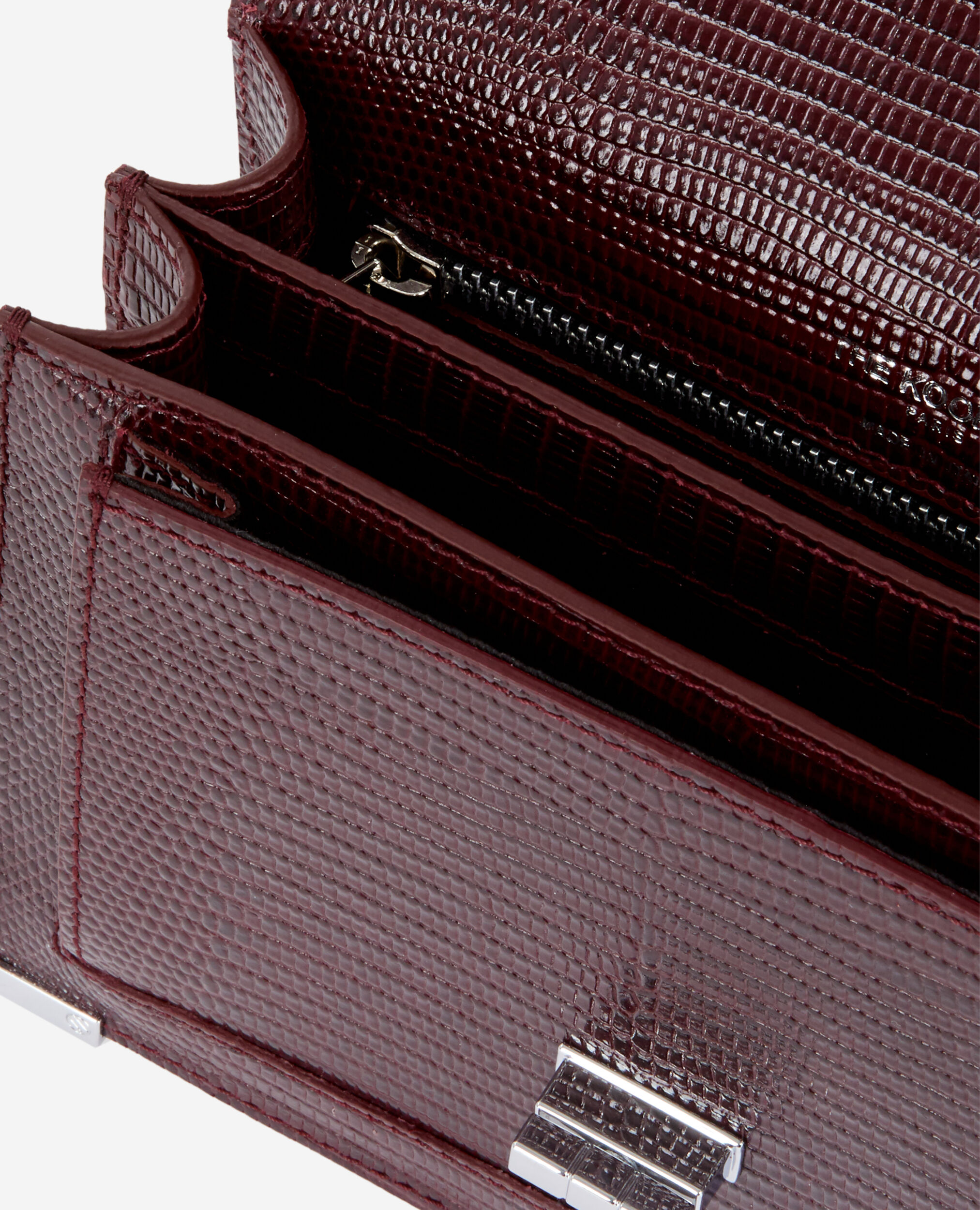 Sac Emily small en cuir bordeaux effet lézard