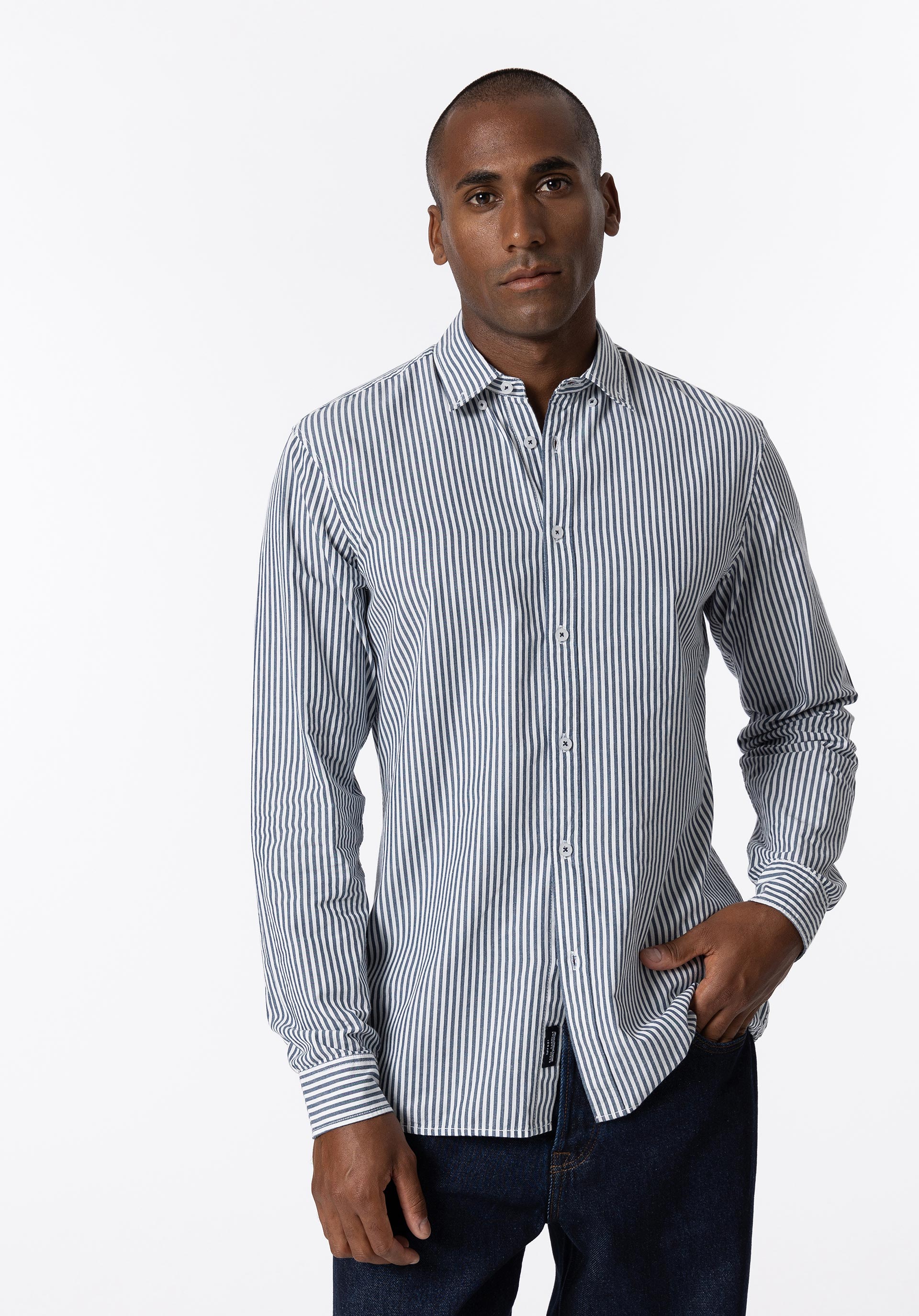 Camisa de Popelina às Riscas