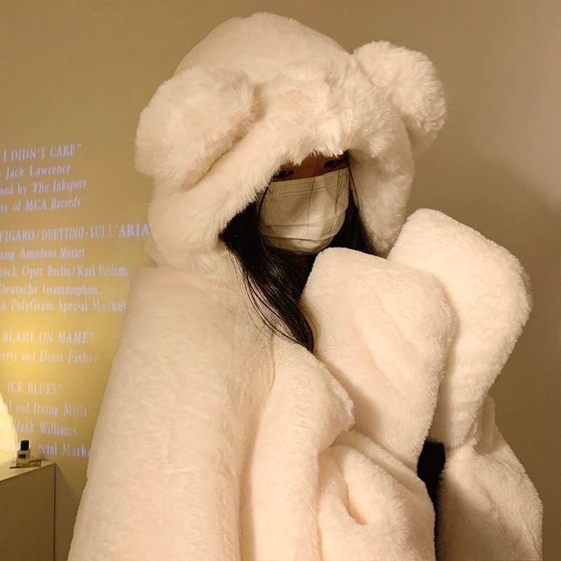 Ribbocco - Bear Chenille Loungewear Jack met capuchon