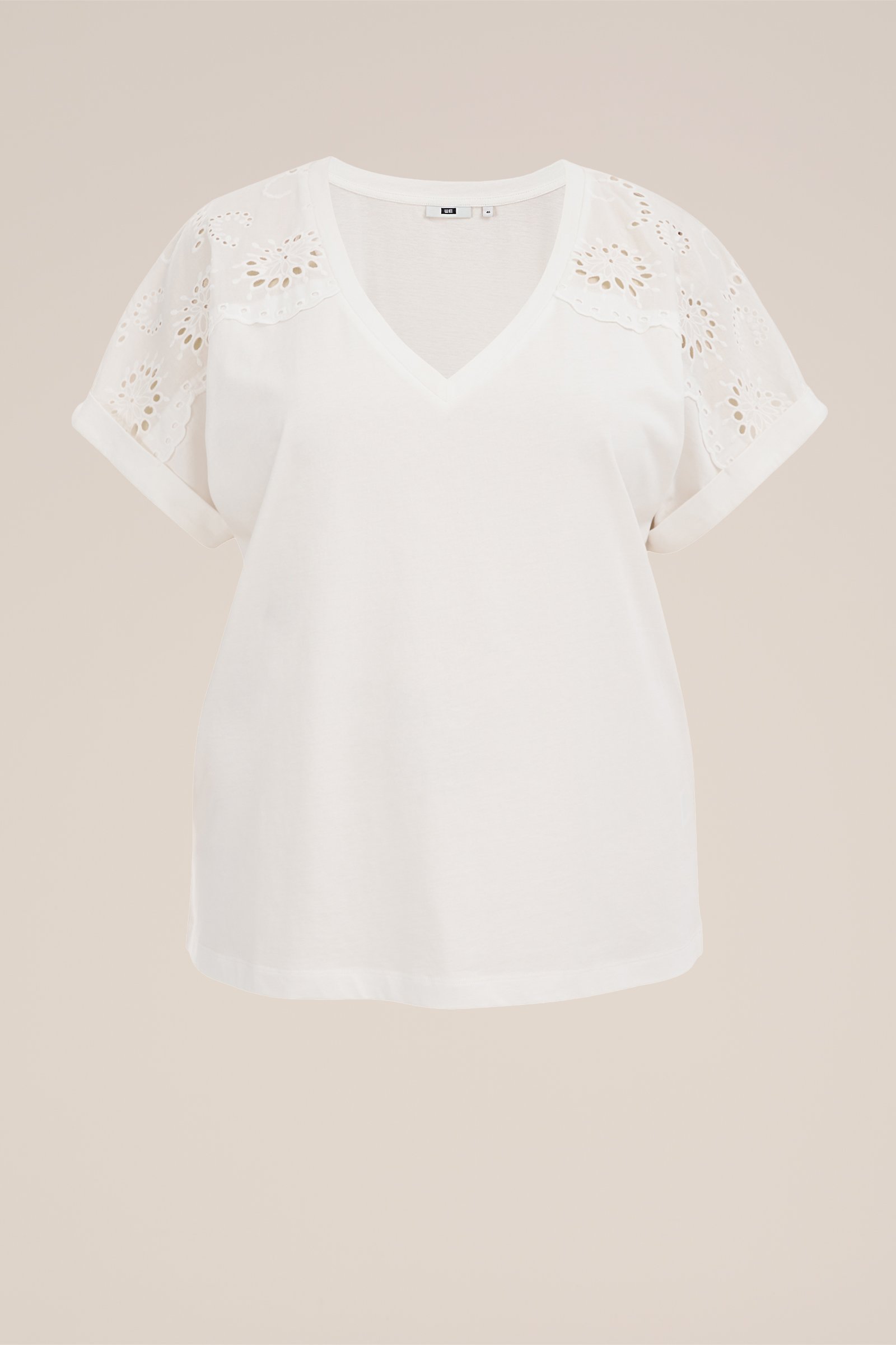 T-shirt met embroidery - Curve WE Fashion Wit