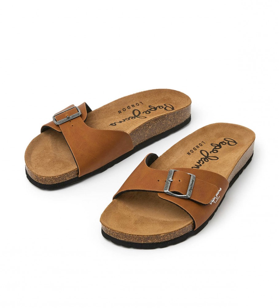 Sandálias Pepe Jeans Bio Single Kansas, marrom claro