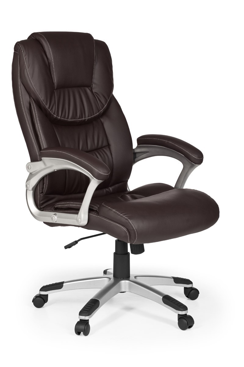 Chefsessel - braun-schwarz - Lederoptik - mit Armlehnen