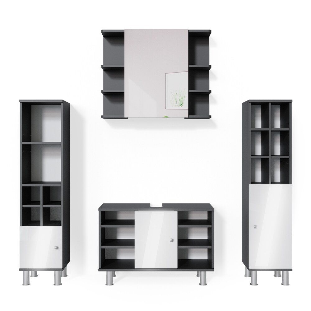 Vicco Badmöbel Set 4tlg Fynn Spiegelschrank Waschbeckenunterschrank Hochschrank