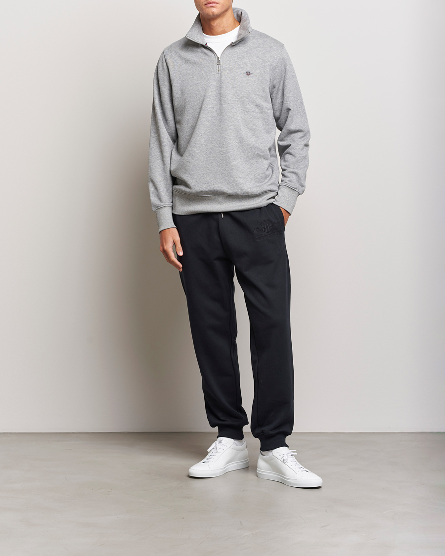 GANT Original Shield Half Zip Sweater Grey Melange