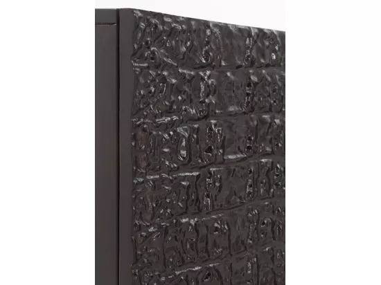 Buffet 4 portes en bois de manguier imitation cuir de crocodile noir