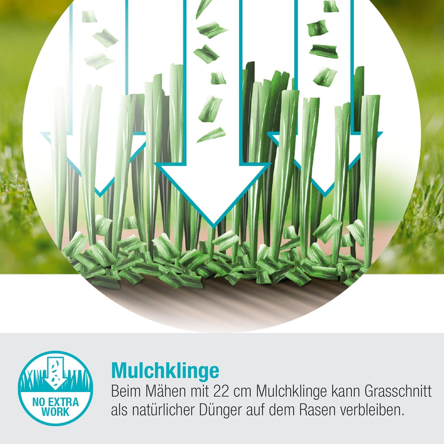 Gardena Akku-Rasenmäher HandyMower 22/18V P4A ohne Akku: Handrasenmäher, für Rasenflächen bis zu 50 m², Schnitthöhenverstellbar, Mulchfunktion (14620-55)