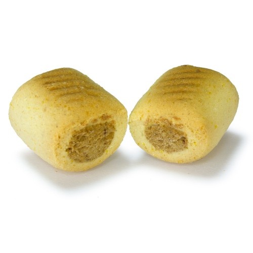 Biscoitos para cães em formato de mini pãezinhos, sabor natural.