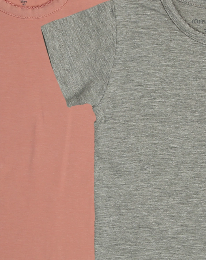 T-Shirt BASIC KNIT 2er-Pack in rosa/grau melange
