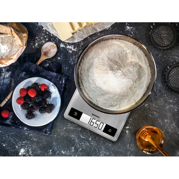 Soehnle keukenweegschaal Page Profi 200 - digitaal - 1 gr nauwkeurig - tot 15 kg - RVS - zilver