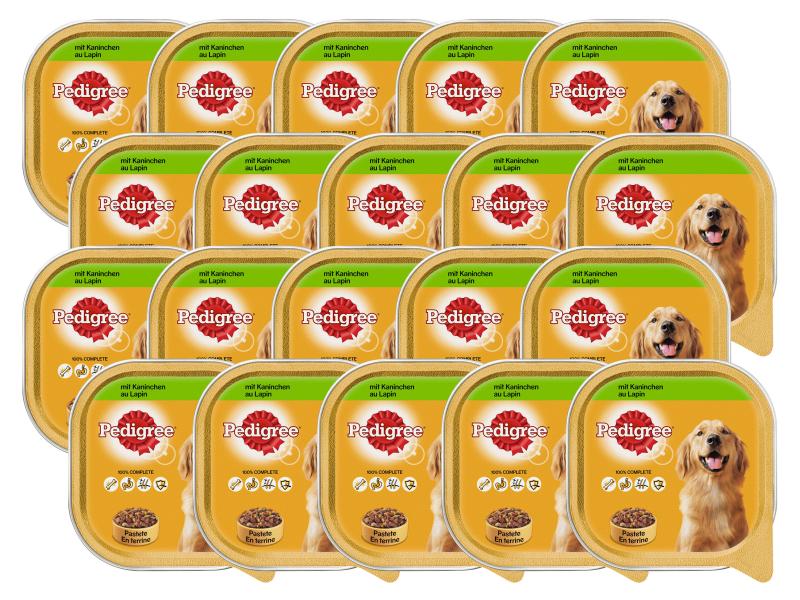 Pedigree Nassfutter Adult mit Kaninchen, 20 x 300 g Alleinfuttermittel für ausgewachsene Hunde