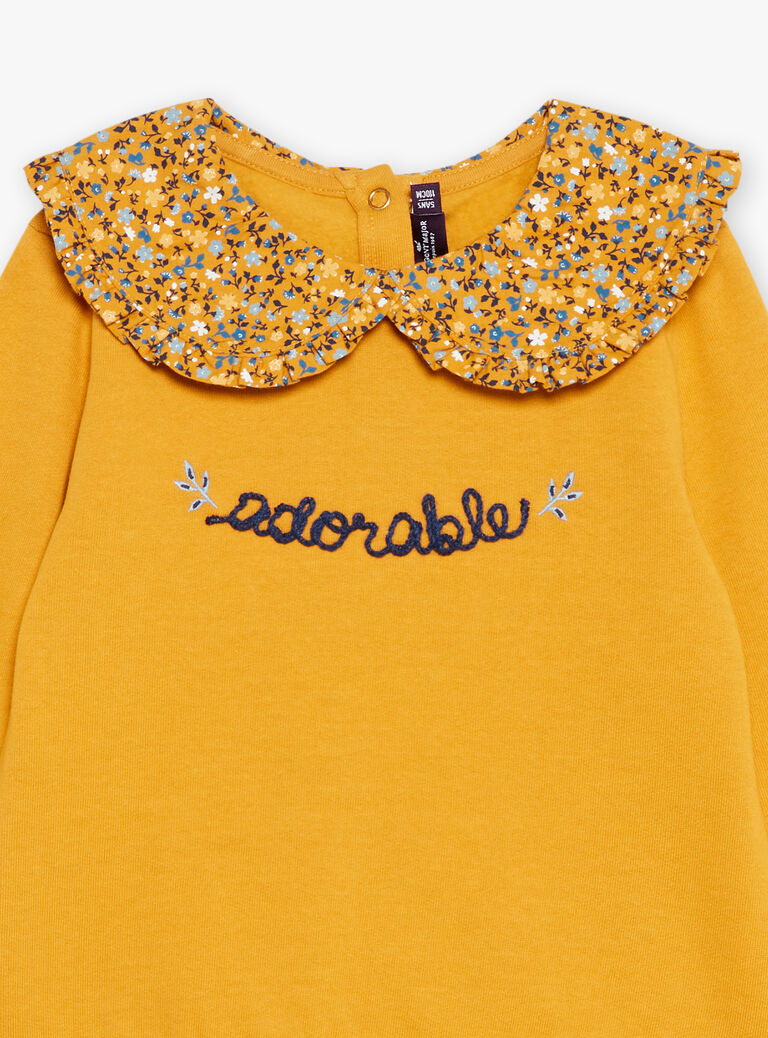 Sweat ocre en molleton gratté