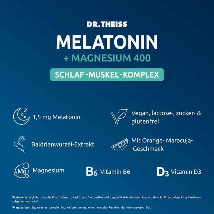 Dr. Theiss Melatonin + Magnesium 400 Schlaf-Komplex Pulver, 30X5 g