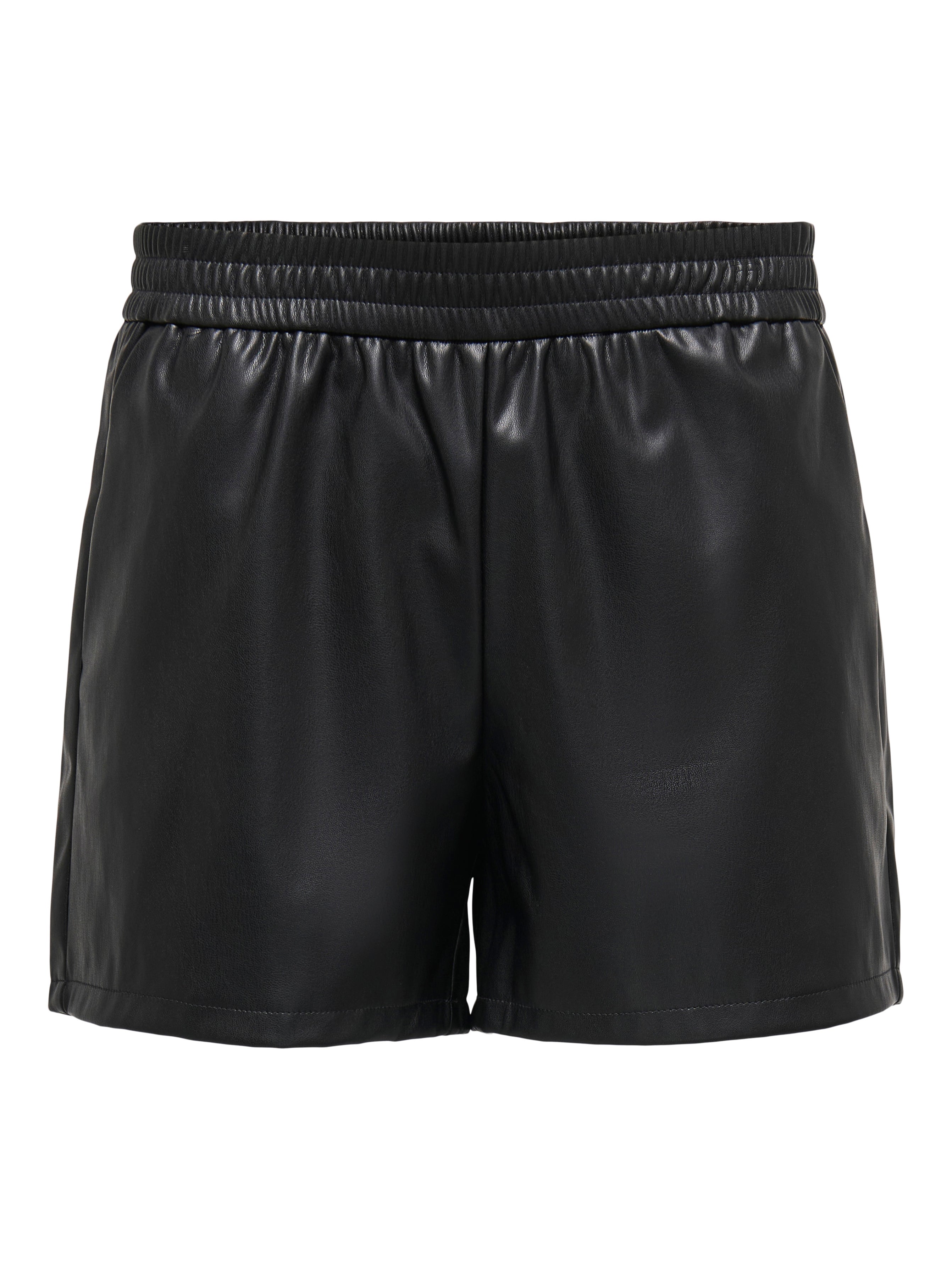 JDYALAIA Mittlere Taille Normal geschnitten Kunstledershorts Black