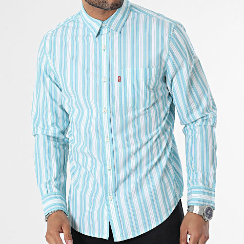Chemise Manches Longues A Rayures 85748 Bleu Blanc