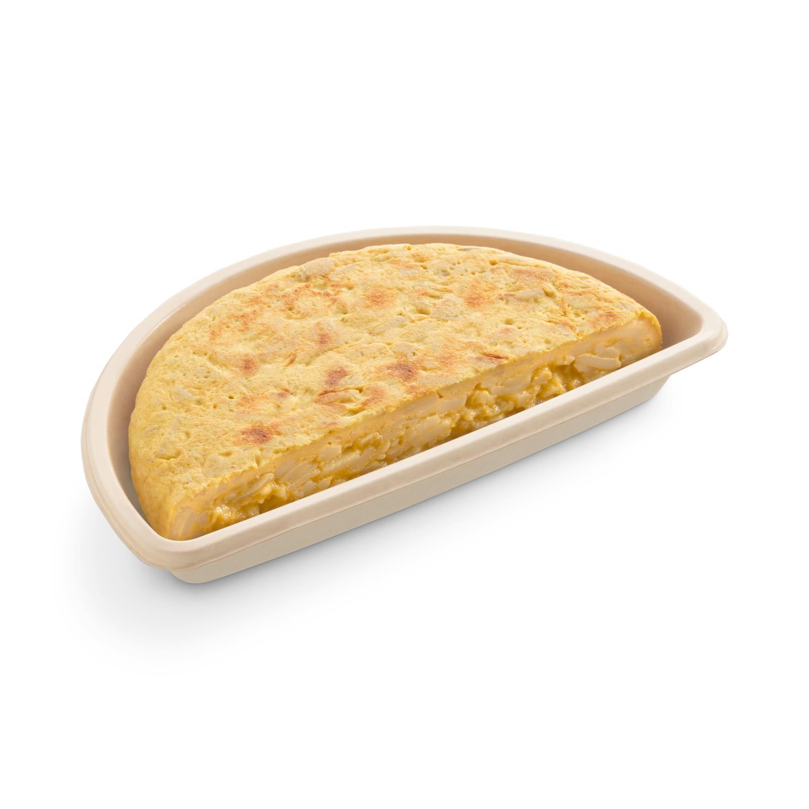 Une demi-omelette aux pommes de terre et à l'oignon prête à manger