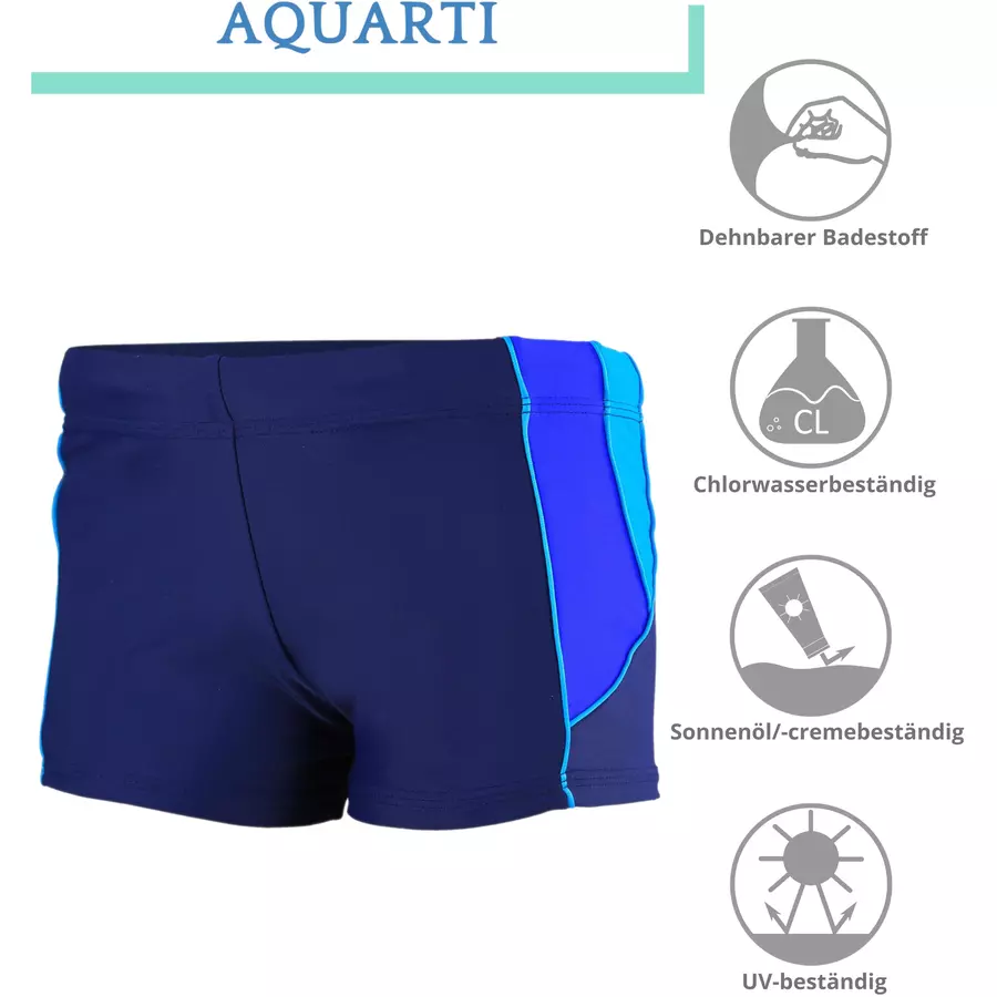 Aquarti Jungen Kurze Badehose mit Einsätzen Seitlich blau