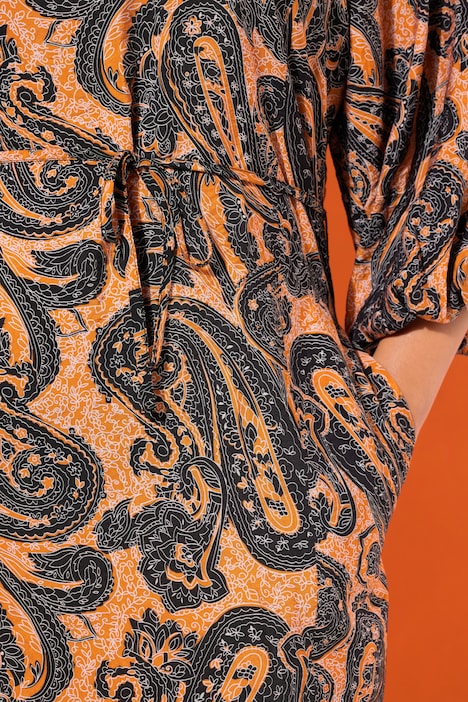 Maxikleid, A-Line, Paisley, 3/4-Ballonärmel